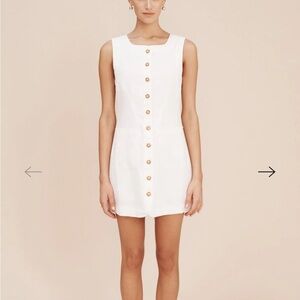POSSE EMMA BUTTON DOWN MINI DRESS - white linen